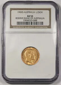オーストラリア 1902 S 1/2 ハーフ ソブリン Sov 金貨 NGC AU53 エドワード 7 世 シドニー