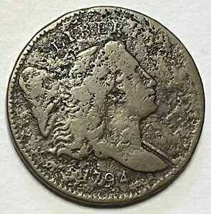 1794 リバティ キャップ ハーフ セント - 素敵な、オリジナルの初期日付 1/2C。しっかりとしたディテール。 Q011