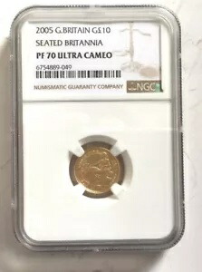 イギリス 2005 ブリタニア 10 ポンド NGC PF70 金貨、プルーフ