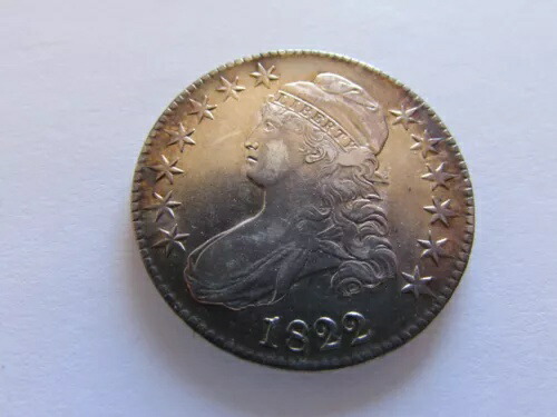 1822 キャップド バスト ハーフダラー フィラデルフィア ミント 50 セント銀貨 AU 50c