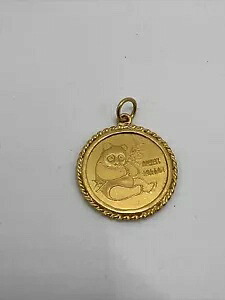 1982 中国製 1/10ozt .999 ゴールド パンダ 14K ゴールド ペンダント 5mm ベール付き