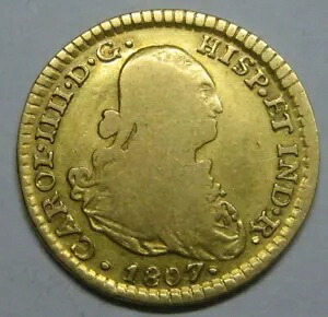 1807 メキシコ 1 エスクード チャールズ 4 世 スペイン ダブロン スペイン植民地金貨