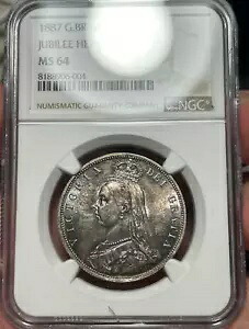 NGC MS64 イギリス イギリス 1887 ビクトリア銀貨 1/2 クラウン ハーフクラウン