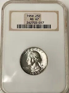 1959 ワシントン シルバー クォーター 25c NGC MS67 希少！