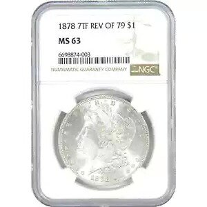 1878 7TF Rev 79 モルガン ドル MS 63 NGC シルバー $1 コイン SKU:I16428