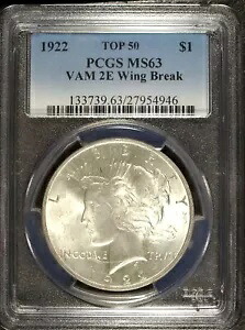 1922 P PCGS MS 63 ピース シルバー ダラー ☆☆ トップ 50 VAM 2E ☆☆ グレート セット フィラー 946