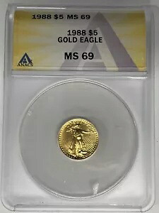 1988 $5 アメリカン ゴールド イーグル コイン ANACS MS 69