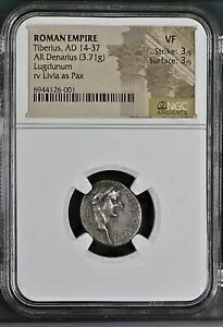 ローマ帝国 - ティベリウス - AD 14-37 - デナリウス銀貨 - NGC VF - RIC: 30｜WORLD RESOURCE【KING店】
