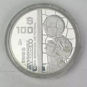 1985 メキシコ FIFA ワールドカップ 1986 サッカー サッカー プルーフ シルバー $100 コイン