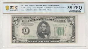 $5 1934 FRN、神父。 1956-Lm* 希少なサンフランシスコ スター =5 つだけ知られている= PCGS 35PPQ｜WORLD RESOURCE【KING店】
