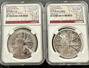 2020 2 コイン ブリタニア プルーフ & リバース プルーフ セット イギリス NGC PF70-1 250 個｜WORLD RESOURCE【KING店】 237,050円