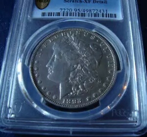 1893-P モーガン シルバー ドル PCGS XF 詳細 本物のスクラッチ ? (431) 378,000 トン