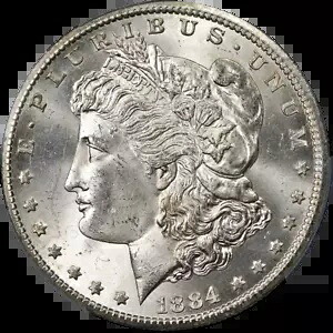 1884-CC モーガン シルバー ダラー PCGS MS65 ブラスト ホワイト スーパーブ アイ アピール