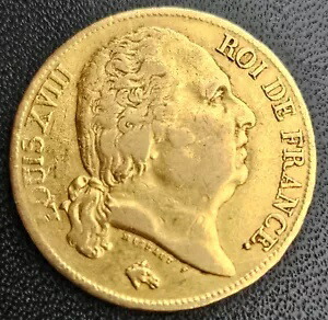 20フラン ルイ18世 1818年 金かオロ・グード -｜WORLD RESOURCE【KING店】