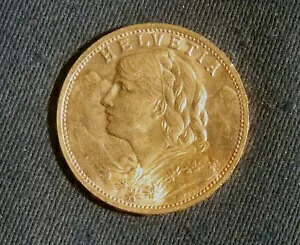 1930-B スイス ヘルベティア 20 フラン ゴールド AGW-.1867 LOT 051115