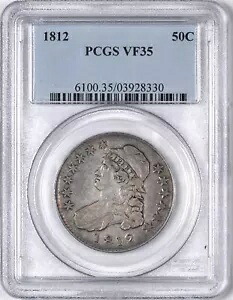 1812 キャップド バスト シルバー ハーフダラー 50C - PCGS VF35 -