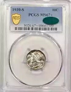 1939 S マーキュリー ダイム PCGS MS67+ PLUS CAC｜WORLD RESOURCE【KING店】 237,600円