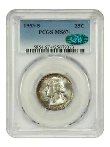 1953-S 25C PCGS/CAC MS67+ - ワシントン クォーター|WORLD RESOURCE【KING店】