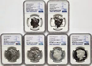 6 コイン セット 2023 モルガンとピース シルバー ドル NGC MS PF RP 70 初回リリース FR｜WORLD RESOURCE【KING店】