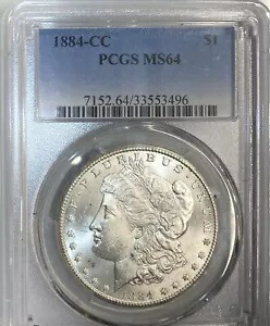 PCGS MS64 光沢のある 1884-CC モーガン シルバー 1 ドル (カーソンシティ)