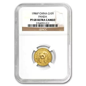 1986 中国 1/10 オンス プルーフ ゴールド パンダ PF-68 NGC｜WORLD RESOURCE【KING店】