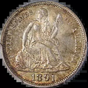 1891-P シーテッド リバティ ダイム PCGS MS65 グレート アイ アピール ストロング ストライク｜WORLD RESOURCE【KING店】