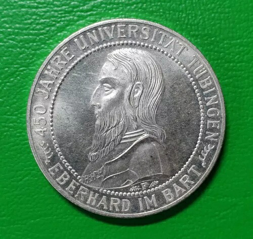 5 ライヒスマルク 1927 F テュービンゲン大学エバーハルト銀貨 +-