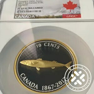 2017 NGC PF 69 UC $10C 5 オンス プルーフ サバ 金メッキ シルバー カナダ 150 周年記念コイン｜WORLD RESOURCE【KING店】 238,700円