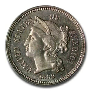 1869 スリーセントニッケル PR-64 PCGS｜WORLD RESOURCE【KING店】