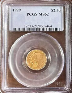 1929年 米国ゴールド $2.50 インディアンヘッドクォーターイーグル - PCGS MS-62｜WORLD RESOURCE【KING店】