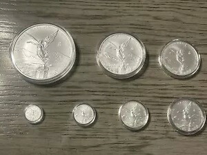 2022 メキシコ リベルタ 7 コイン .999 Au セット 1/20、1/10、1/4、1/2、1、2 & 5 オンス BU