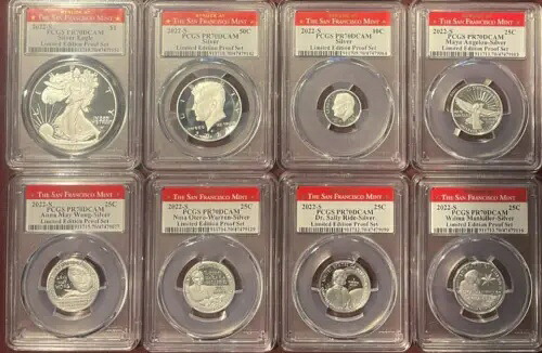 2022-S 限定版 シルバー プルーフ 8 本セット PCGS PR70DCAM レッド ラベル