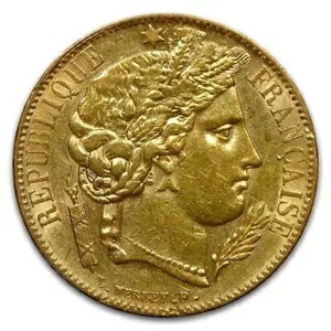 1849 ～ 1851 年 フランス ゴールド 20 フラン 初期ヘッド セレス平均円周