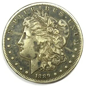 1889-CC モーガン シルバー ダラー 1 ドル カーソン シティ コイン - XF 詳細 (傷)