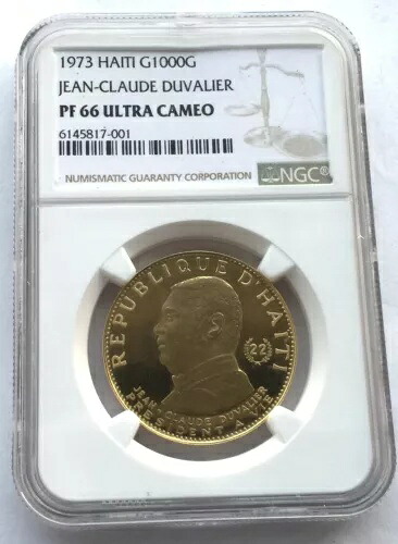 ハイチ 1973 クロード デュバリエ 1000 グールド NGC 金貨、プルーフ