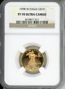 1998-W $10 ゴールド イーグル 1/4 オンスNGC PF70 プルーフコイン PR70 完璧！