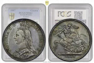 イギリス、ビクトリア、クラウン 1887、トーン、PCGS MS 64
