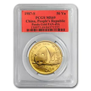 1987-S 中国 1/2 オンス ゴールド パンダ MS-69 PCGS