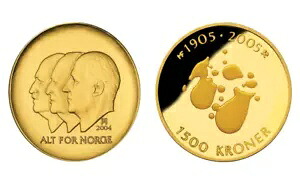 ノルウェー 2004 1500 クローネ 独立百年 - 1/2 オンスの純金 468,600円