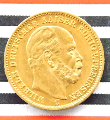 ドイツ 20 マーク 1874 C プロイセン カイザー ヴィルヘルム I. 90% ゴールド エンパイア コイン WW1 + レア+