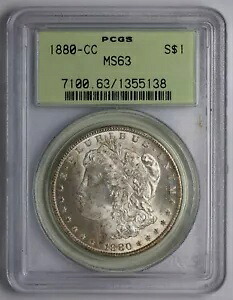 1880 CC モーガン シルバー ダラー PCGS MS63 オールド グリーン ホルダー 470,360円