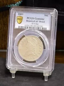 1809 バスト ハーフダラー - PCGS 修理済み AU III エッジ (#53247-L)