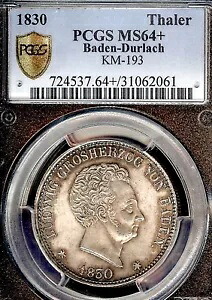 ドイツ州バーデン 1830 ターラー クローネ コイン PCGS MS 64+ F.STG/STG UNC RARE Thaler