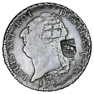 コイン フランス - ルイ 16 世 - エク・ド・6 リーヴル - 40 バッツェン - 1792 A パリ