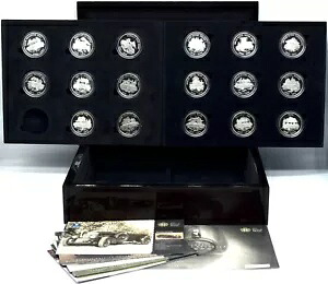 シルバー プルーフ コイン セット ロイヤル ミント ブリティッシュ モーター カーズ 17x スターリング 1オンス COA + ボックス｜WORLD RESOURCE【KING店】
