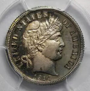 1914 PCGS PR65 バーバーダイム