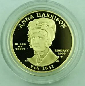 2009-W G$10 アンナ ハリソン 米国造幣局ファースト配偶者シリーズ ゴールド プルーフ コイン