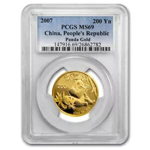 2007 中国 1/2 オンス ゴールド パンダ MS-69 PCGS
