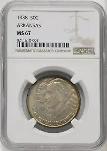 1938 US シルバー記念 50C アーカンソー - NGC MS 67