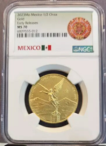 2023 メキシコ 1/2 オンザ ゴールド リベルタ NGC MS 70 早期リリース完璧